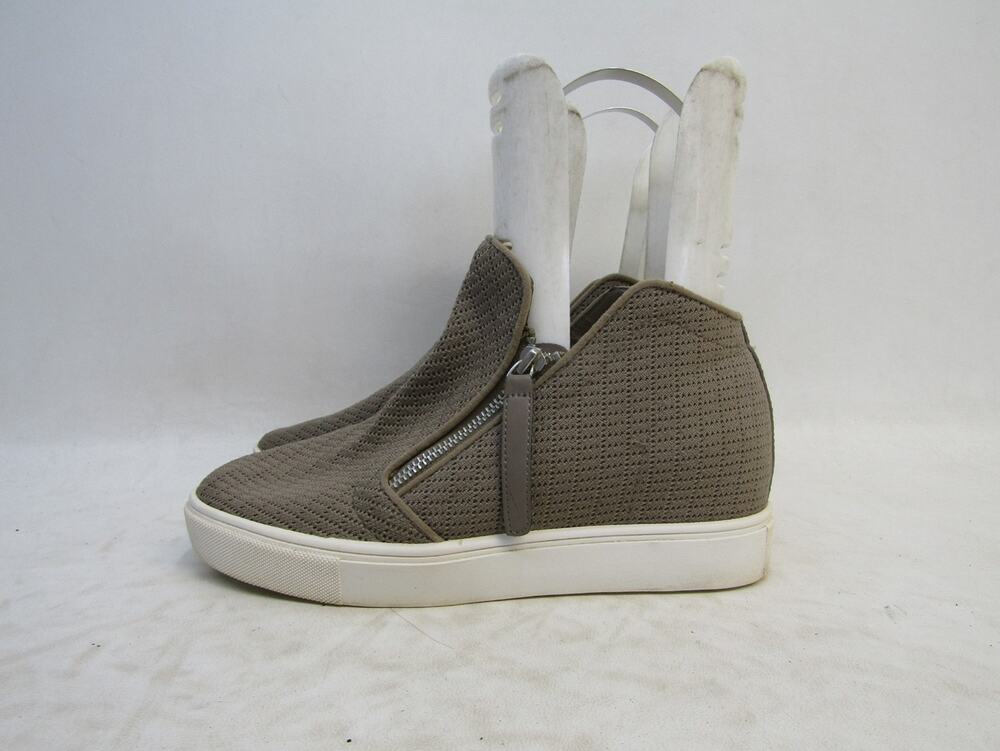 STEVE MADDEN Womens Size 8.5 M Taupe Fabric Hidden Wedge Zip Ankle Fashion Boots